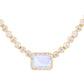 14kt gold and diamond moonstone bezel necklace