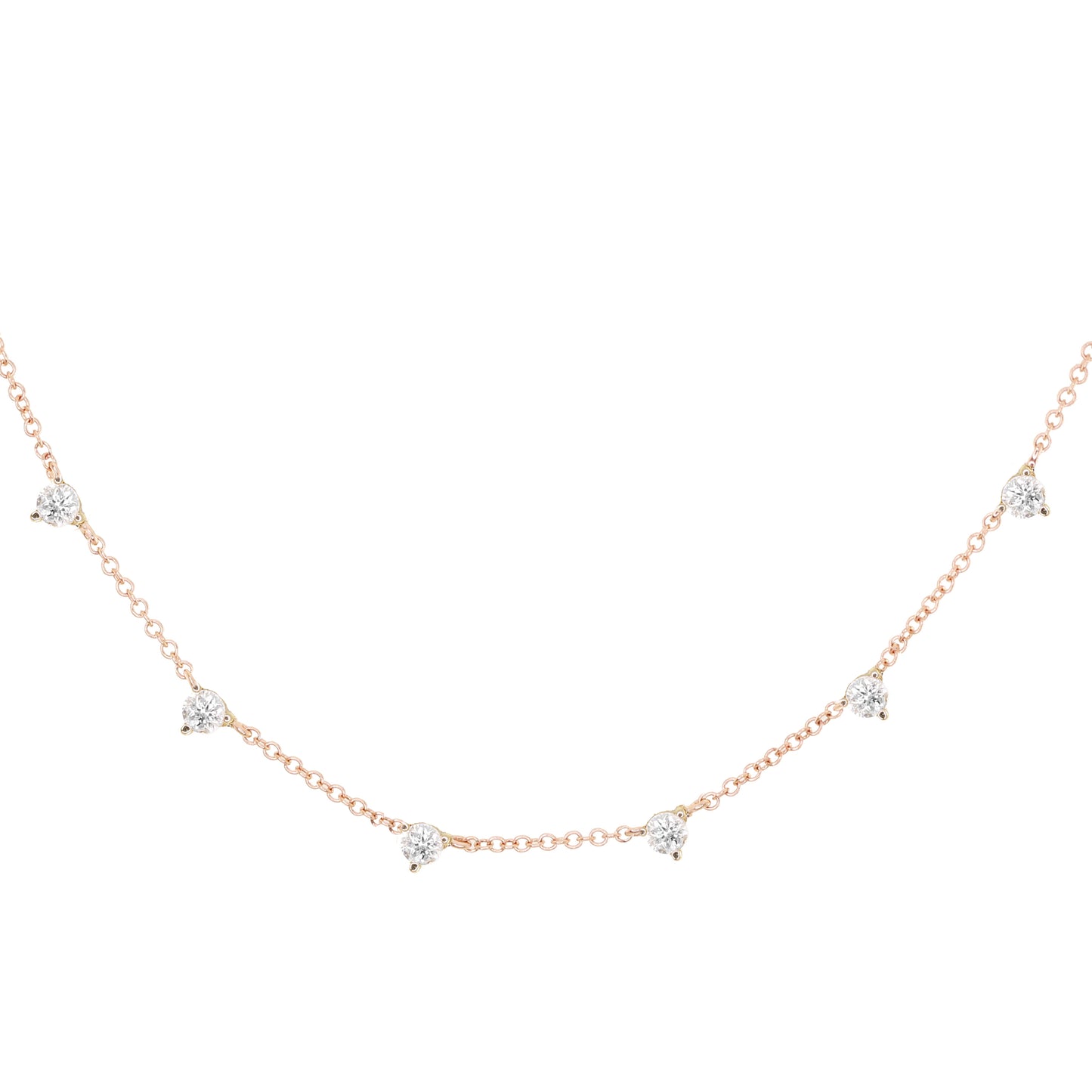 14kt gold spaced diamond prong choker necklace