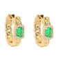 14kt gold and diamond emerald link hoops