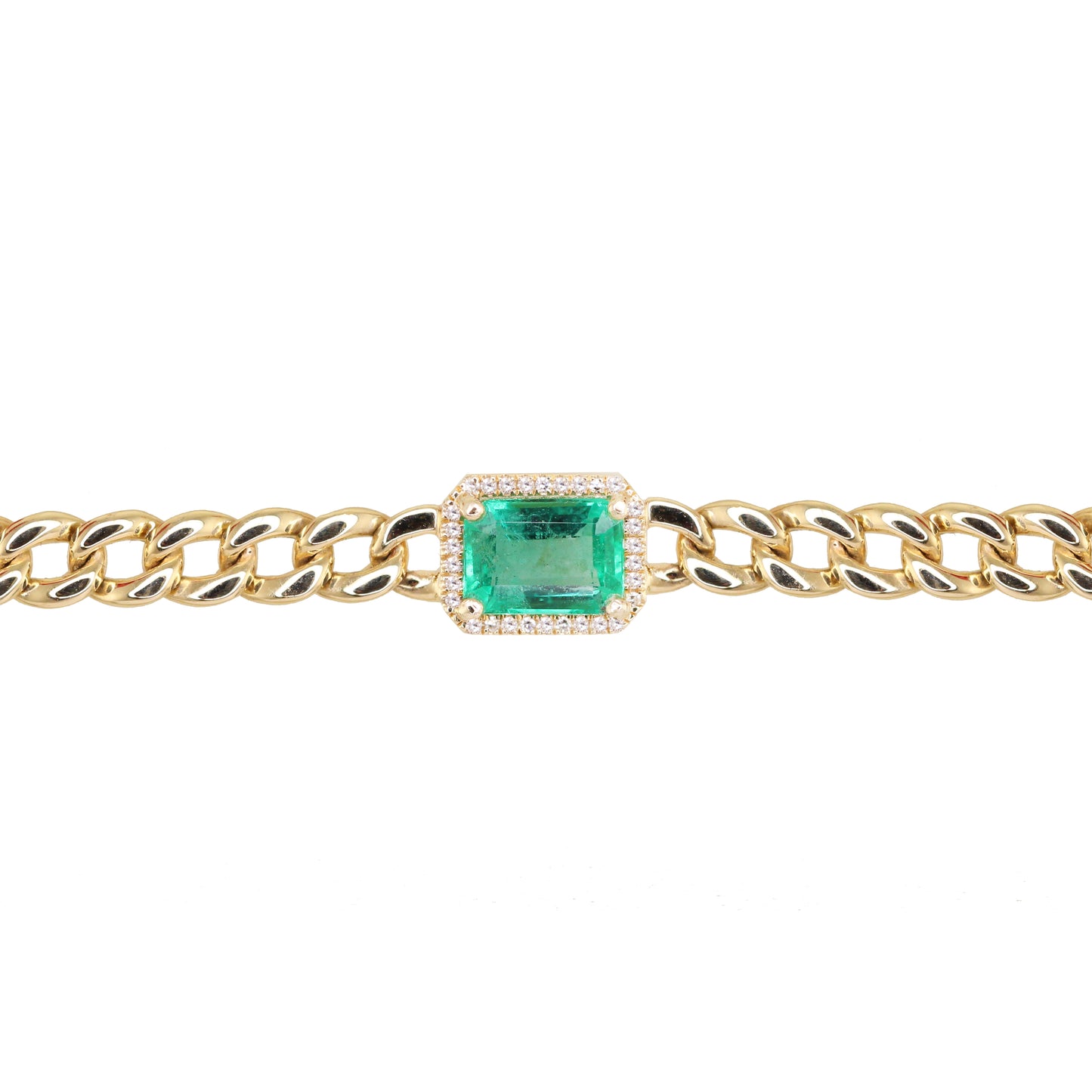 14kt gold and diamond emerald chain link bracelet - Luna Skye