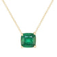 14kt gold cushion solitaire emerald prong necklace