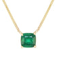 14kt gold cushion solitaire emerald prong necklace