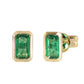 14kt gold emerald cut emerald bezel studs