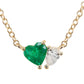 14kt gold floating emerald heart teardrop diamond necklace