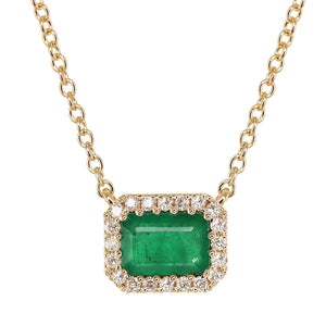 14kt gold and diamond emerald halo necklace – Luna Skye