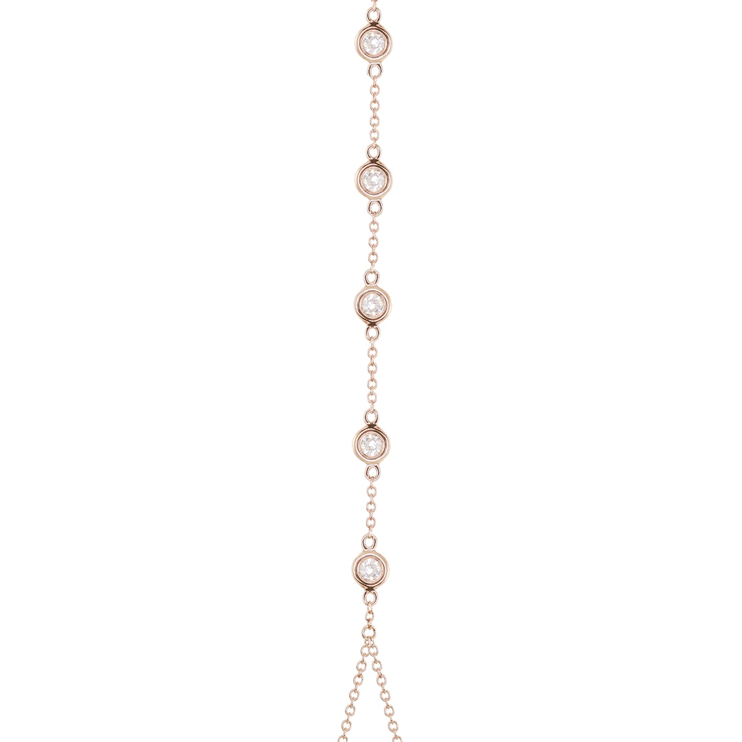 14kt gold five diamond bezel hand chain