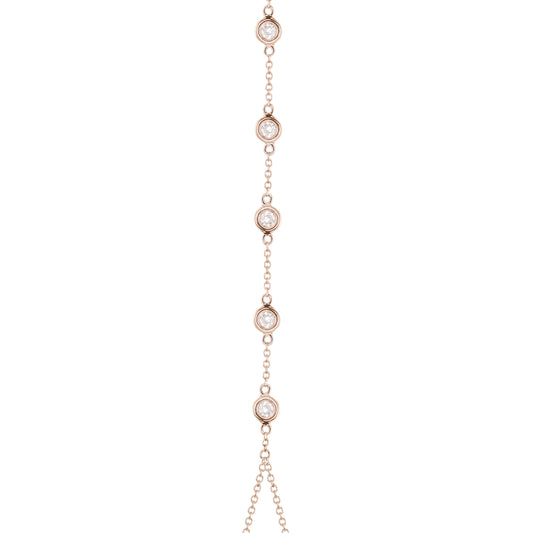 14kt gold five diamond bezel hand chain