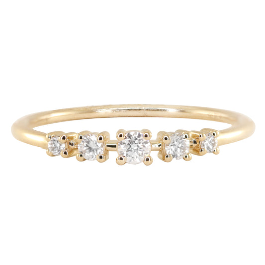 14kt gold floating five diamond ring