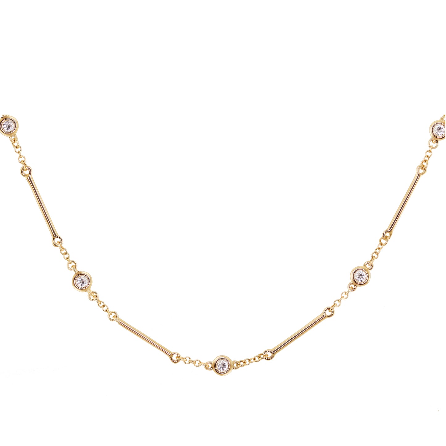 gold bezel set diamond necklaces
