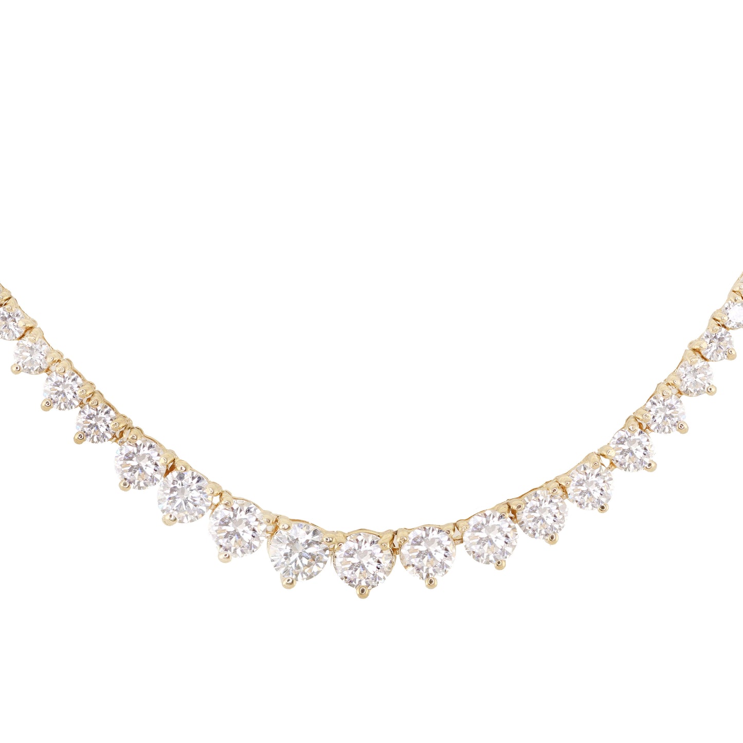 14kt gold graduated round diamond tennis necklace