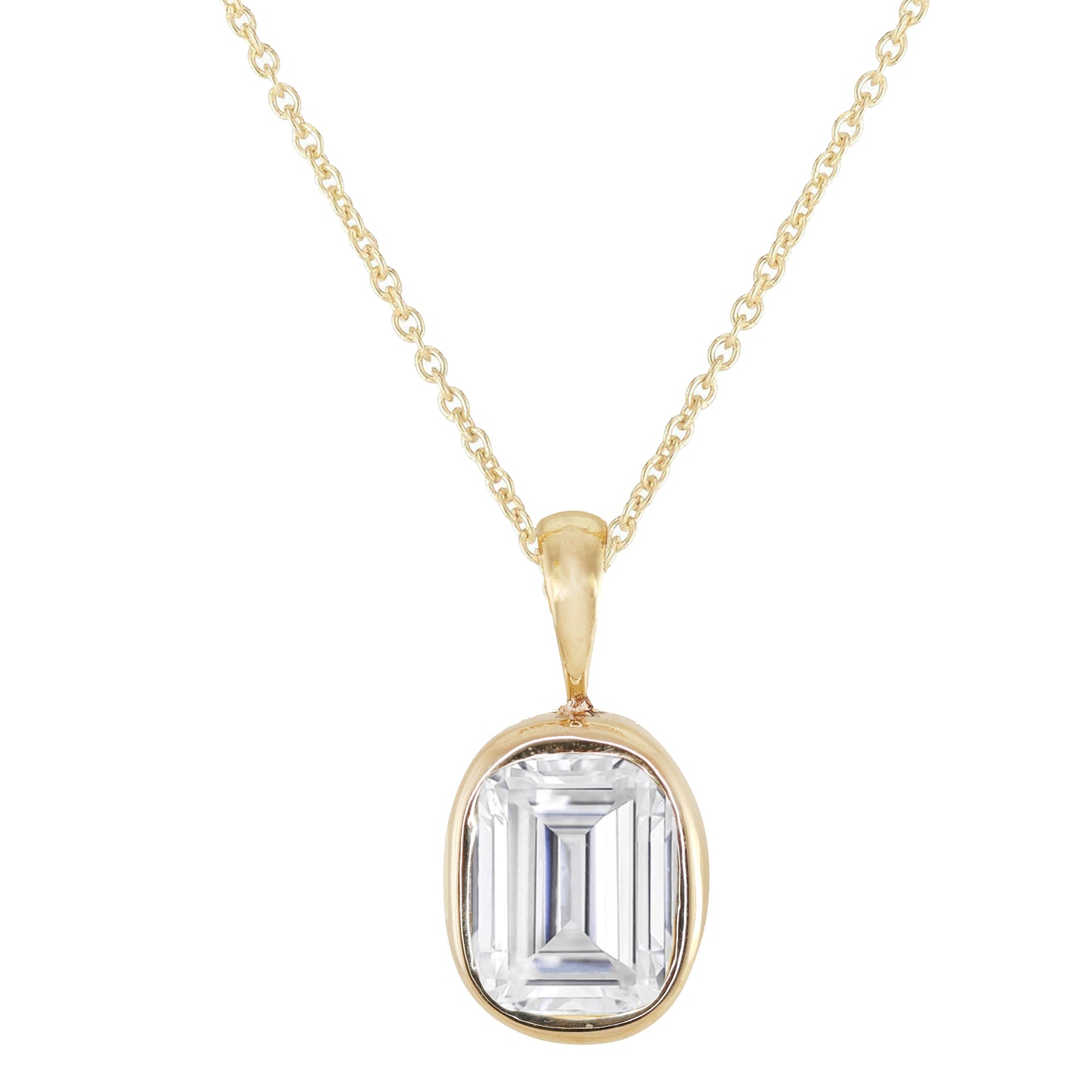 14kt gold and diamond grande oval cushion bezel necklace
