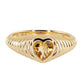 14kt gold petite citrine heart burst ring