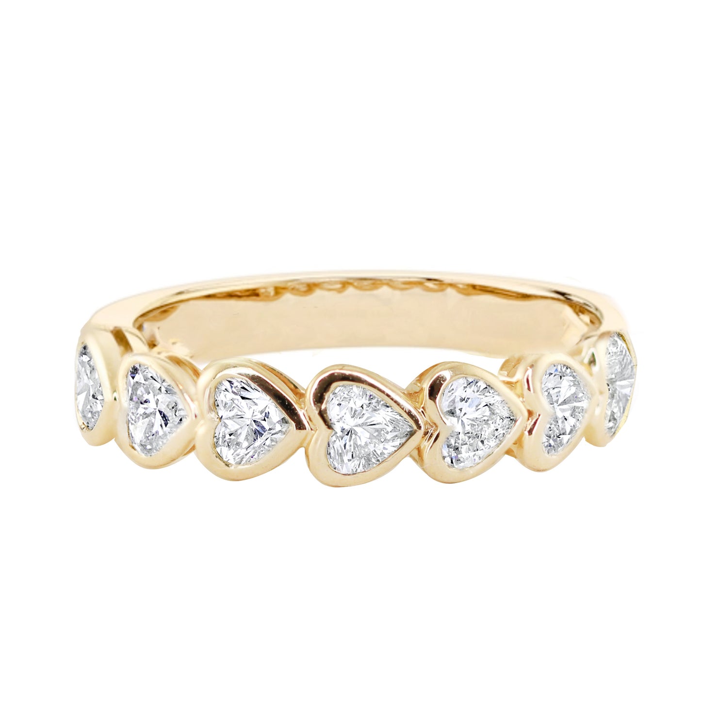 14kt gold heart diamond bezel band