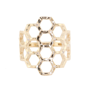 14kt gold and diamond honeycomb ring