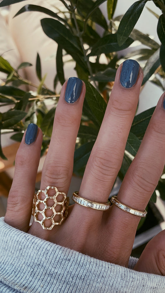 14kt gold and diamond honeycomb ring
