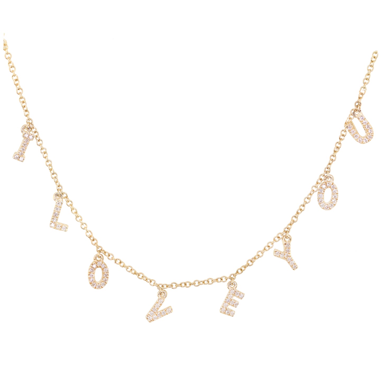 14kt yellow gold and diamond I Love You necklace - Luna Skye