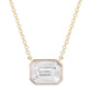 14kt gold illusion emerald cut diamond bezel necklace