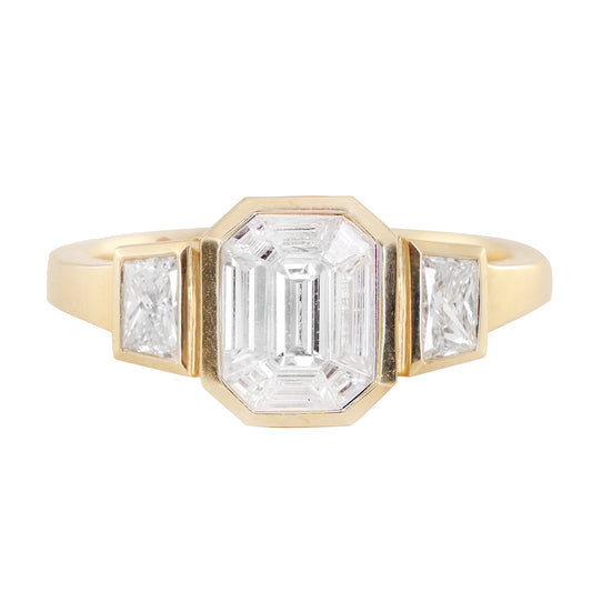 14kt gold illusion diamond deco ring