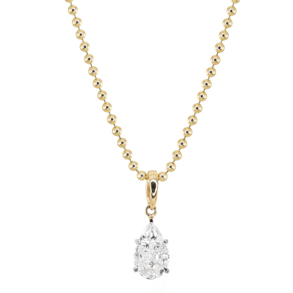 14kt gold illusion teardrop diamond necklace on ball chain – Luna Skye