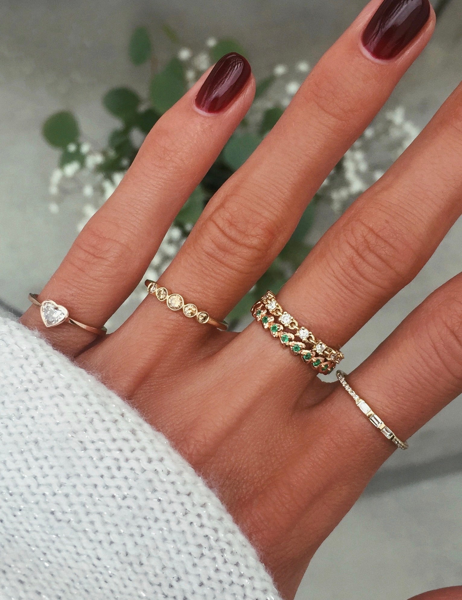 14kt gold and diamond row chain ring - Luna Skye