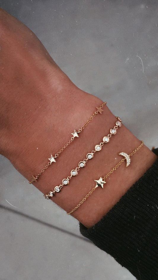 14kt gold and diamond moon and star bracelet - Luna Skye