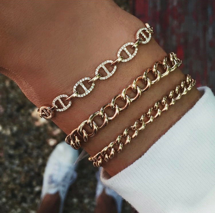 14kt gold baby chain link bracelet - Luna Skye