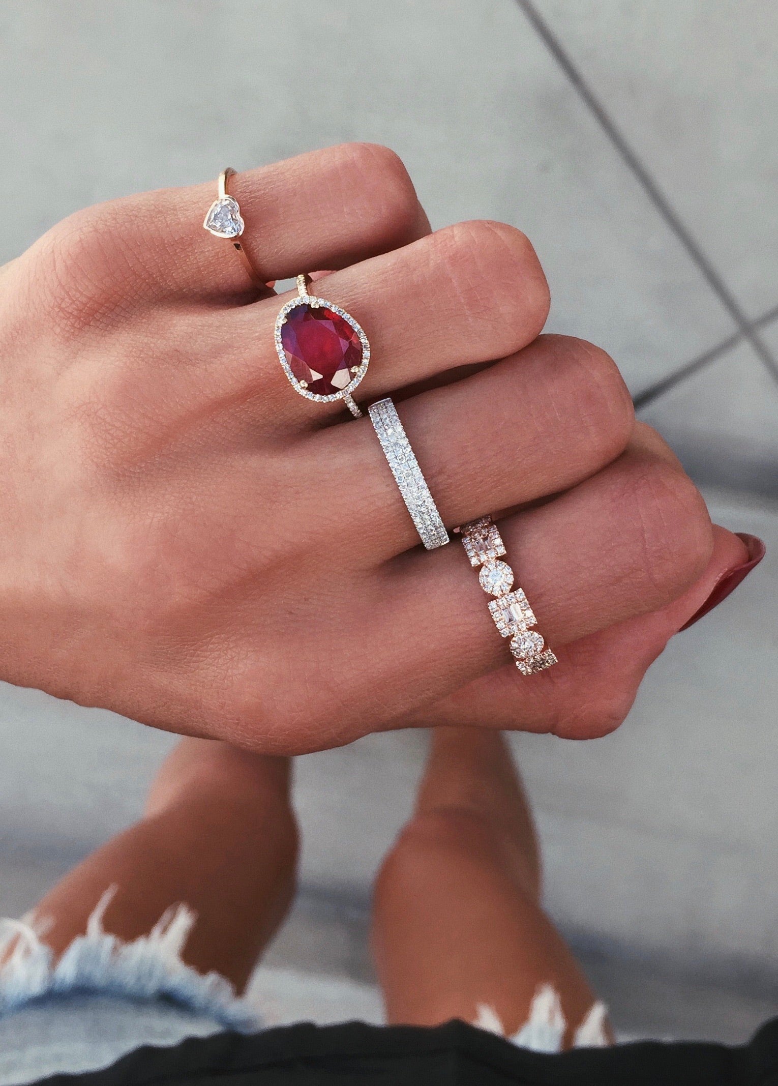 14kt rose gold and diamond single band ruby ring - Luna Skye