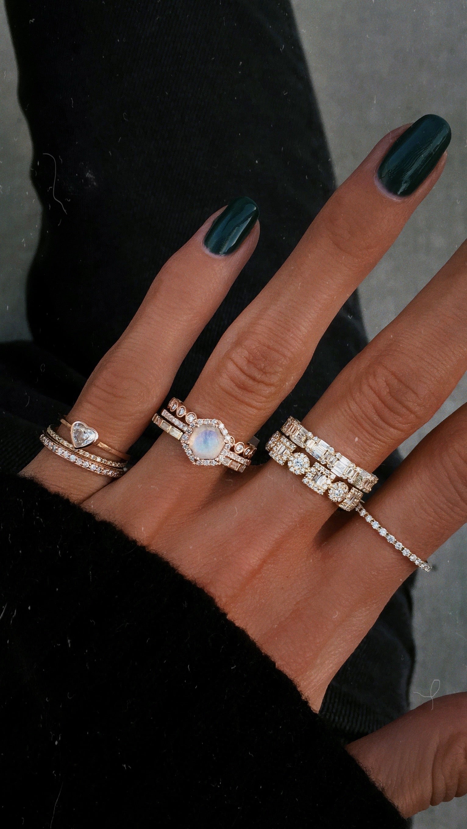 14kt gold and diamond moonstone hex ring - Luna Skye