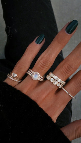 14kt gold and diamond moonstone hex ring - Luna Skye