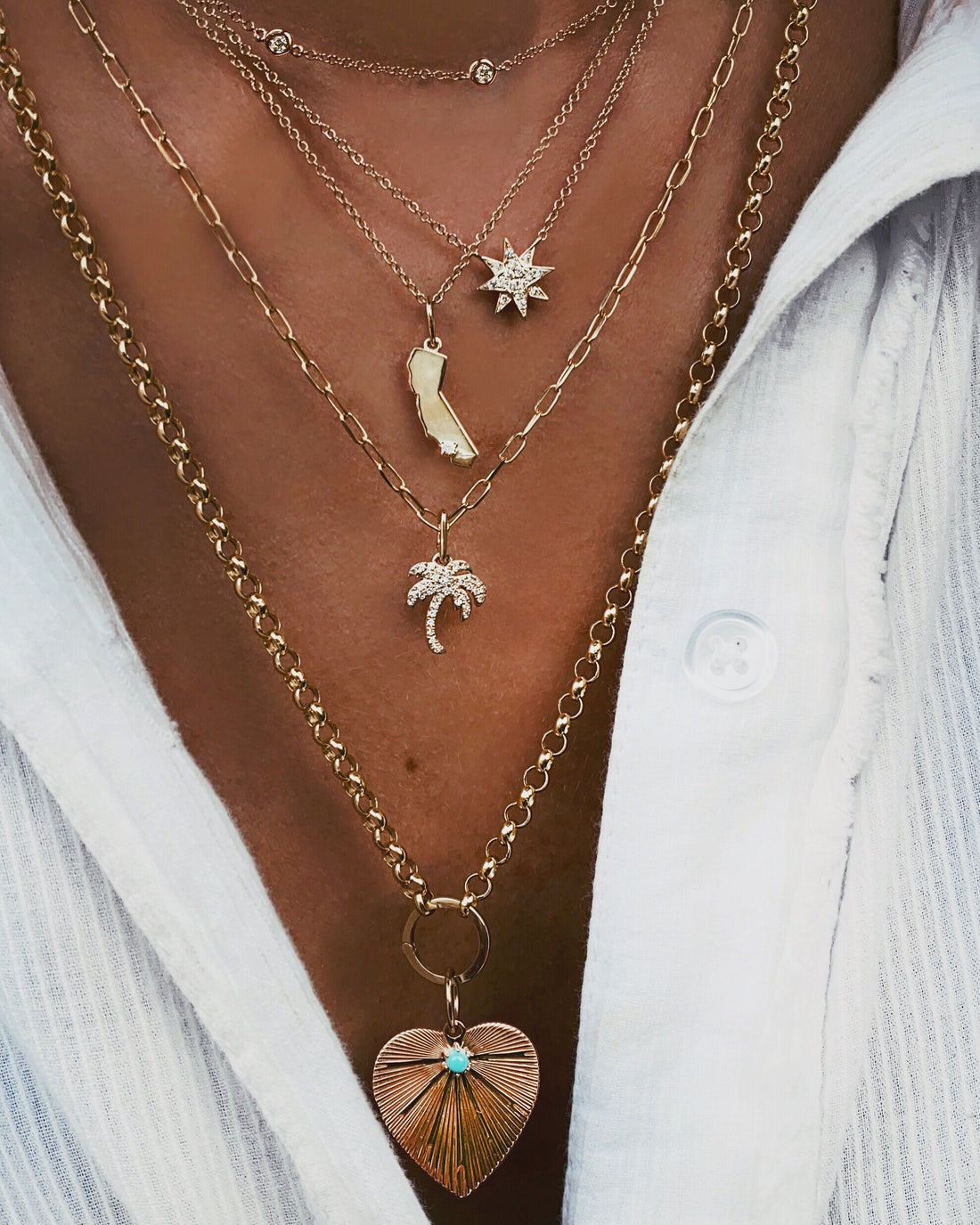 14kt gold and diamond Los Angeles Cali love necklace – Luna Skye