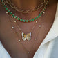 14kt gold heart emerald tennis necklace