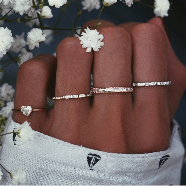 14kt gold half eternity baguette diamond ring - Luna Skye