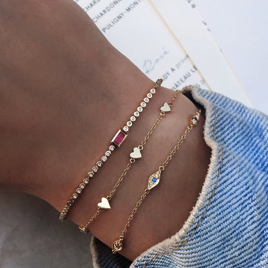 14k gold diamond bezel baguette bracelets
