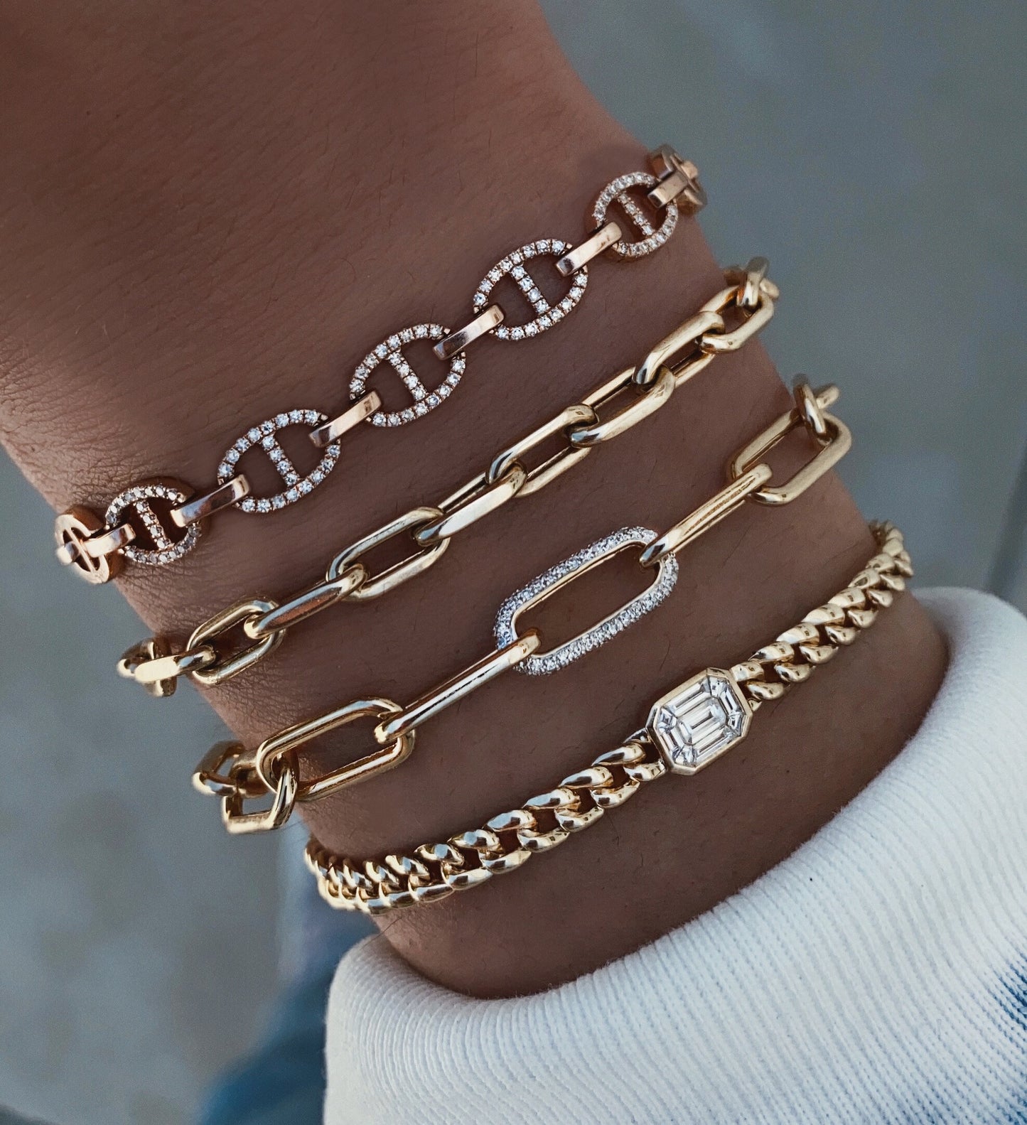 14kt gold grande diamond link paperclip bracelet