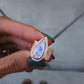 14kt gold and diamond multi hammered band teardrop moonstone ring - Luna Skye