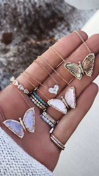 14kt gold and diamond mother of pearl baby butterfly necklace