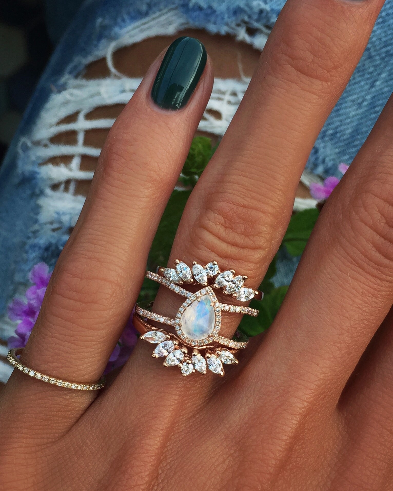 14kt gold marquise diamond ring guard - Luna Skye