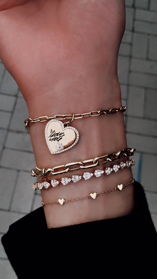 14kt gold full teardrop baguette diamond bracelet - Luna Skye