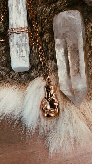 14kt golden glove necklace