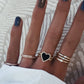 14kt gold and diamond onyx heart chain ring