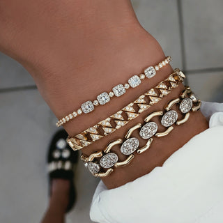 14kt gold and diamond vintage chain link bracelet