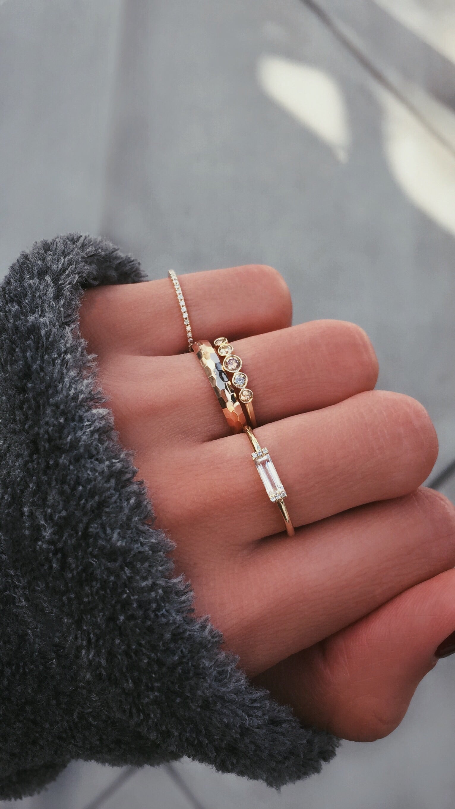 14kt gold and diamond white topaz baguette ring - Luna Skye