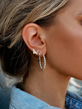 14kt gold and diamond butterfly burst studs