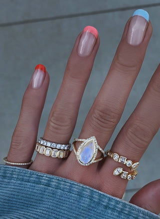 14kt gold mixed diamond cut coil ring