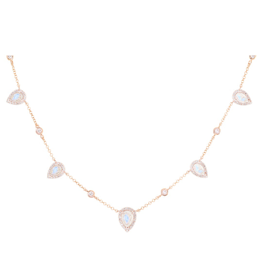 14kt gold and diamond teardrop labradorite choker necklace