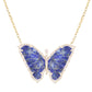 14kt yellow gold and diamond wild lapis baby butterfly necklace
