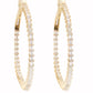 14kt gold large baguette diamond hoop earrings