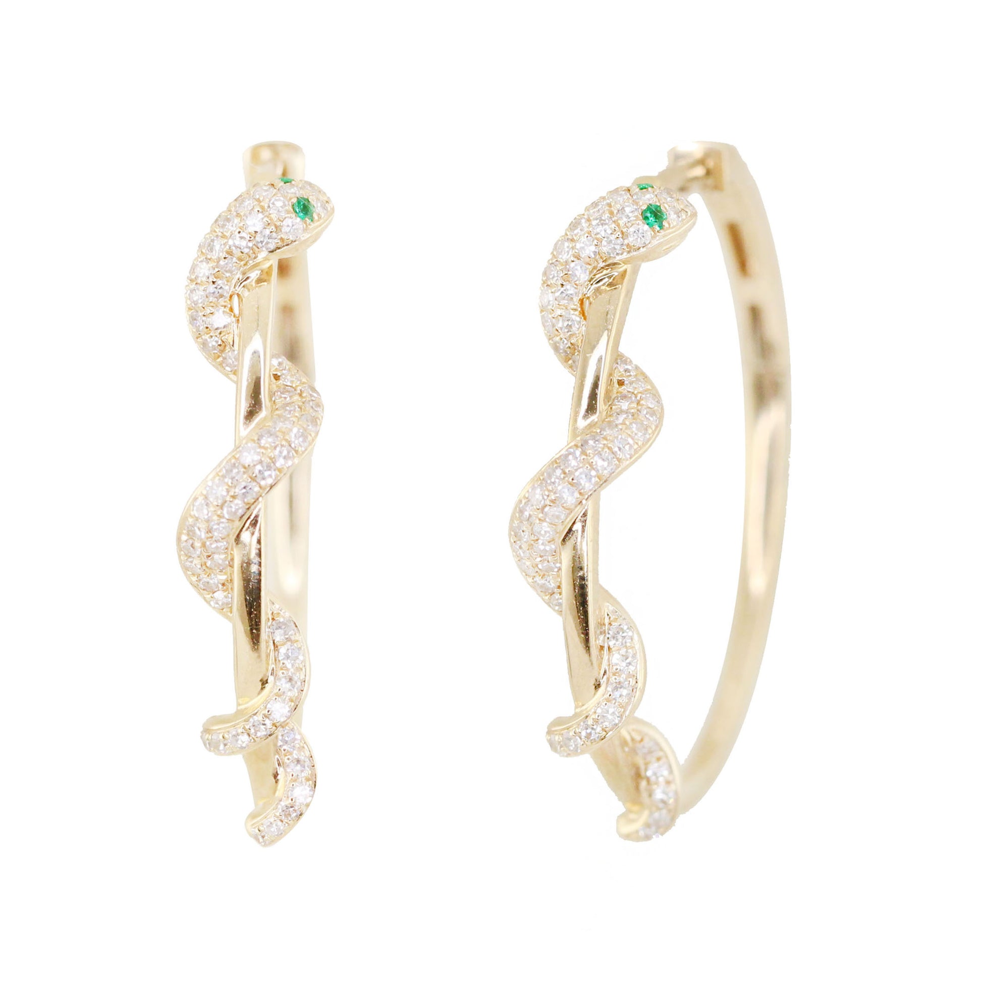 14kt gold and diamond wrap snake hoops - Luna Skye