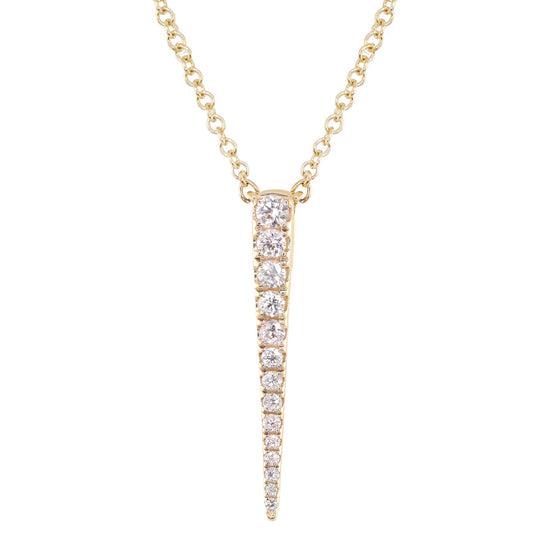 14kt gold single diamond spike necklace