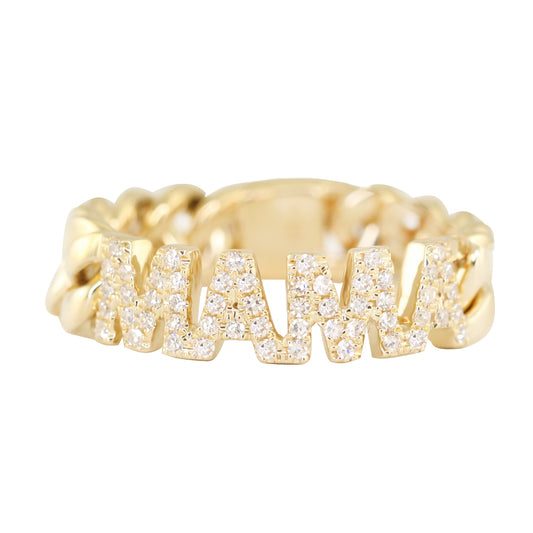 14kt gold and diamond mama chain ring - Luna Skye